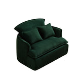 Convertible Compressed Sofa Chair with Ottoman, Modern Corduroy Fabric Armchair for Small Spaces, W1036P251813