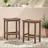 Outdoor Acacia Wood Counter Height Barstool, Set of 2, Mahogany Brown Finish N772P248351T