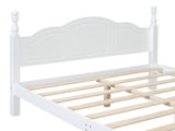 Full Size Wood Platform Bed Frame,Retro Style Platform Bed with Wooden Slat Support,White 43376167