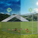 20 x 10 ft Large Metal Chicken Coop, Walk-in Poultry Cage Chicken Hen Run House with Waterproof 01979242