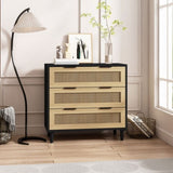 ZNTS 31.50"3-Drawers Rattan Storage Cabinet Rattan Drawer,for Bedroom,Living Room,Dining W757127393