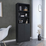 ZNTS Home 2-Door Bookcase, Modern Storage Unit with Dual Doors and Multi-Tier Shelves B070137820