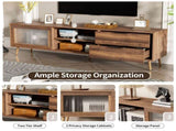 Modern TV Stand for 75" TV, TV Console with 2 Glass Doors, Entertainment Center with 2 Drawers & N710P222776P