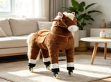 Oversized Kids Ride-On Walking Horse Smooth Rolling Wheels, Soft Plush Huggable Body for Children 55043372