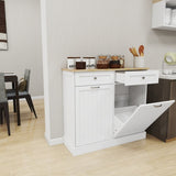Two Drawers and Two-Compartment Tilt-Out Trash Cabinet Kitchen Trash Cabinet-White W282P160454