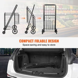 Folding Shopping Cart, Jumbo Grocery Cart with Double Baskets, 360&deg Swivel Wheels, Heavy Duty W2181P365208