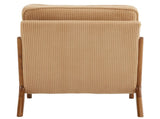 Low Arm Accent Chair - Khaki Corduroy Upholstered Indoor Lounge Chair, Compact Single Seater with 77115487