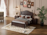 Full Size Wood Platform Bed Frame,Retro Style Platform Bed with Wooden Slat Support,Dark Walnut WF308186AAD