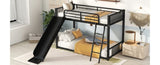 Metal Bunk Bed with Slide, Twin over Twin, Black MF285671AAB