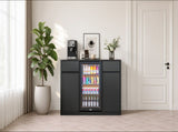 53.2"Fluted Buffet Wine Cabinet with Mini Fridge Nook , Charging 35542257