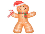 8ft Christmas Inflatable Gingerbread Man with a Candy Cane, Outdoor Blow-Up Yard Decoration with LED 95834892