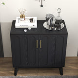 Mid Century Modern Fluted Sideboard with Adjustable Shelves & Solid Wood Legs, Buffet W1801P272511