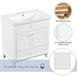 ZNTS 30" Bathroom Vanity with Sink, Bathroom Cabinet with Two Doors and One Drawer, White 53306359