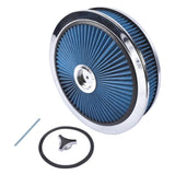 14" x 3" Air Cleaner Set Super Flow Washable Element Blue Recessed Chrome Top 10731620