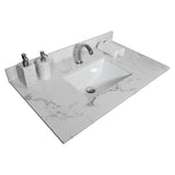 Montary 31inch bathroom stone vanity top engineered white marble color with undermount ceramic sink W50932301