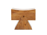 Nico Reclaimed Wood Sculptural Stool Ottoman, Honey Aged Brown Reclaimed Pine Wood B2719P485504