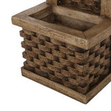 35.25" High Hand Crafted Weather Resistant Floor Fountain with Light, Light Brown 71774.00LBRN