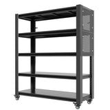 72"H 5 Tier Adjustable Shelving with Pegboard and Wheel, Heavy Duty Storage Shelves, Metal Shelving T2398P313256