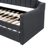 Upholstered Twin Daybed with Trundle,Black 46562591