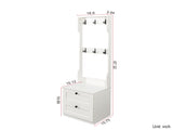 2-in-1 Coat Rack and Nightstand,Wood Bedside/Entryway Storage Organizer with Drawer & Hooks, W331P280719