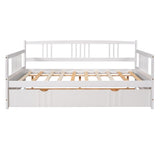 Full Size Daybed Wood Bed with Twin Size Trundle,White WF295131AAK