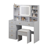 Pitted Particleboard With Triamine Coating, Tempered Glass Table Top, 5 Drawers, With Shelves, With 56813824