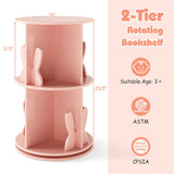 2-Tier Kids Rotating Bookshelf - 360&deg Display for Books/Toys, Bunny Baffles Child-Friendly 21123469