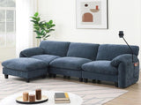108" Modular Sectional Sofa, L-Shape with 31.5" Extra-Wide Seat Cushion, USB and Type-C Charger, 51914423