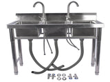 39.3 Stainless Steel Commercial Kitchen Sink Outdoor Sink with 2 Inserts, 3 Slots for Restaurant 99584050