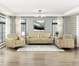 Sand-Hued Polished Microfiber Upholstery Elegant Modern Style Chair 1pc Solid Wood Living Room B011P204087