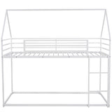 Twin over Twin House Bunk Bed with Built-in Ladder,White WF283080AAK