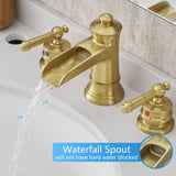 Bathroom Faucets for Sink 3 Hole Nickel Gold 8 inch Widespread Bathroom Sink Faucet with Pop Up W1932P180027