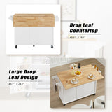 Kitchen Island with Drop Leaf Countertop, Rolling Kitchen Island Cart , Barn Door Kitchen Island W1820P195005