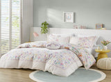 Full/Queen Floral Reversible Cotton Duvet Cover Set with Throw Pillow B035P217814