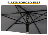 10 x 6.5 FT Square Patio Umbrella, Tilting Outdoor Sun Shade Umbrella with 6 Iron Ribs & Iron Pole, 19146817