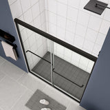 Bypass shower door, sliding door, with 1/4" tempered glass and Matted black finish 50-54"x70" W2122131035