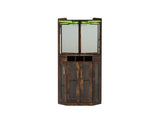 Corner Bar Cabinet with LED Lights and Mirrored Backing, Modern Rustic Liquor Cabinet with Glass N752P508295D