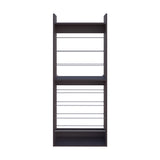 FM FURNITURE Oak Springs Tall Open Shoe Rack with Metal Rails and Multi-Tier Shelves, Wengue B128P301389
