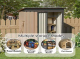 4.27FT x2.42FT Metal Garden Shed 5 X 3 FT Pent Roof with Hinge Door W2794P384275