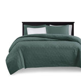 3 Piece Reversible Bedspread Set Balsam Green Queen B035P266673