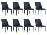 Modern Dining Chairs Set of 4, Black PU Leather Upholstered Chairs with High Back and Chrome Metal W3493P427136