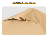 5x8FT Grill Gazebo, Khaki Polyester Canopy with Air Vent, Black Powder Coated Folding Awning Frame, 03527411