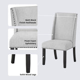 Hirima Modern Elegance Dining Chairs Set of 2 - Light Gray Upholstery with Matte Black Nailhead Trim T2574P248596