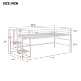 Mid Loft Bed with Storage stairs, Twin, White MF323325AAK