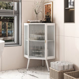 ZNTS 22.25 " Floor Coner Cabinet with Tempered Glass Door & Storage Shelves for Bathroom, Living Room, W757130159