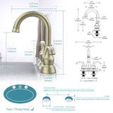 Bathroom Faucet 2-Handle Brushed Gold with 360 Degree Rotating Spout, Crescent Moon Style 4-inch T3177P277486