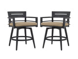 Modern Outdoor 2-Piece Swivel Bar Chairs Aluminum Frame with Ember Black, 360&deg Swivel, Ergonomic 97351981