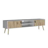 Huna TV Stand, Dual-Tone with Hinged Drawers and Open Shelves B200P173202