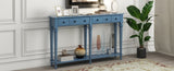 TREXM Retro Console Table with 4 Drawers and Open Shelf, perfect for Entryways, Living Rooms, and N715P202860M