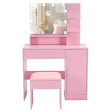 Pink Textured Particle Board with Melamine Coating Vanity Set with 1 Drawer, 1 Door, and 3 Shelf 48357904
